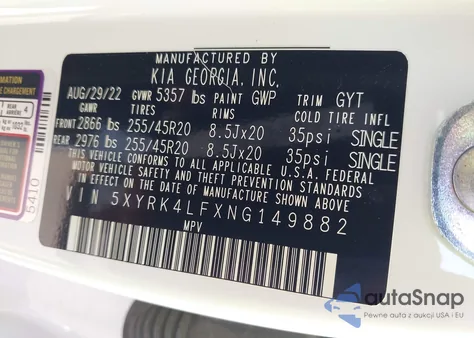 2022 Kia Sorento Sx from USA, damaged, VIN 5XYRK4LFXNG149882